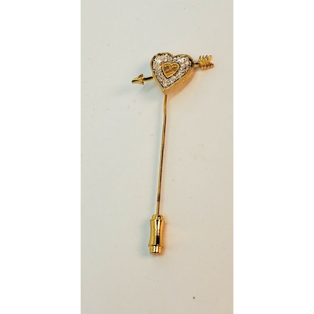 Vintage Franklin Mint 1979 Lover's Heart 24 Kt Gold Over Silver Stick Pin Brooch - Picture 5 of 12